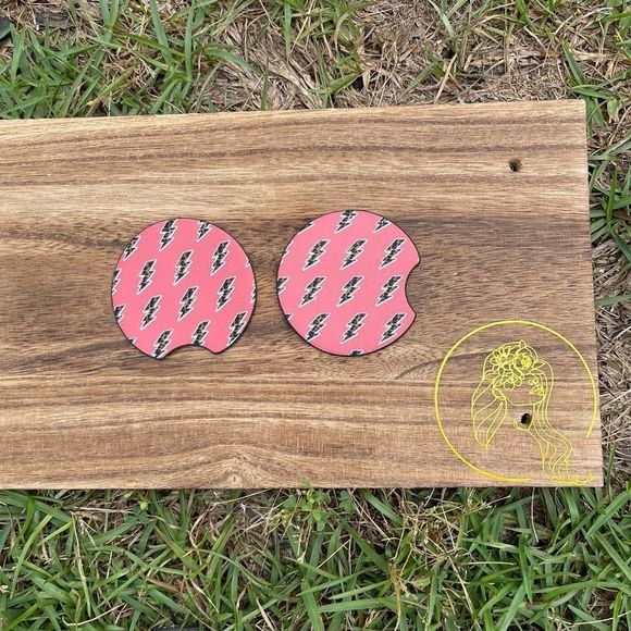 🎄 Retro Animal Print Lightning Bolt Car Coasters - Picture 7 of 7
